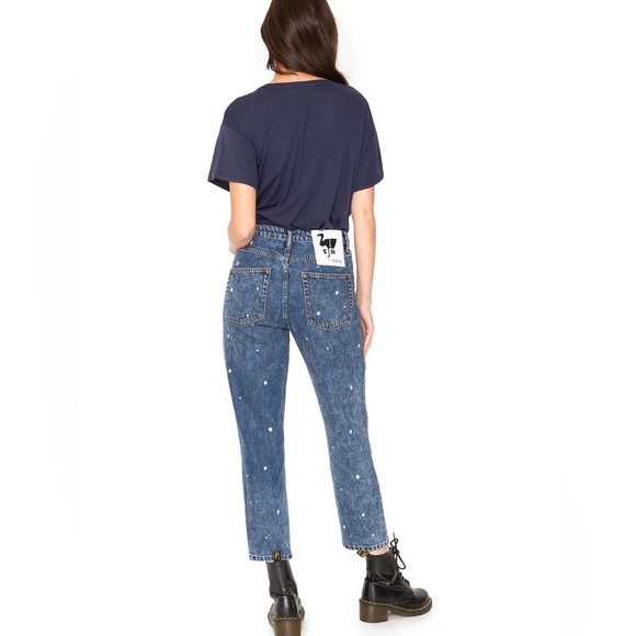 (B52) Free People x Sandrine Rose Straight Fit, Polka Blue, Size 28, NWT - Picture 4 of 14